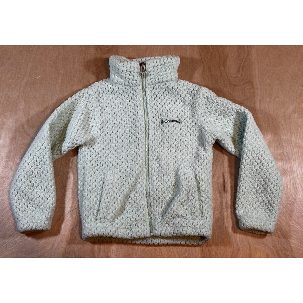 Girl’s Columbia Fire Side Sherpa Jacket Size XS (6/6X) Full Zip Light Mint Green